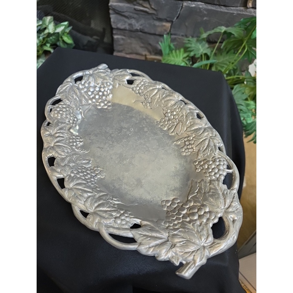 Vintage Arthur Court Grapevine Oval 13" Serving Tray 1990
